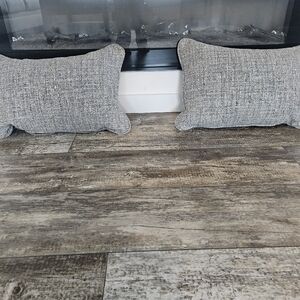 Farmhouse Gray, Blue And Tan Textured Throw Pillows